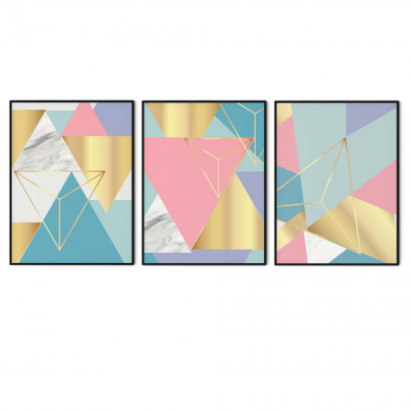 Set 3 tablouri, Intaglio, Stil Abstracte, print pe hartie foto Fine Art, Forme geometrice, Color, postere elegante, pentru camera copii [5]