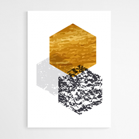Set 3 tablouri, Intaglio, Stil Abstracte, print pe hartie foto Fine Art, Auriu, postere moderne, geometrice, pentru living, dormitor, hol [4]