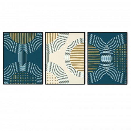 Set 3 tablouri, Intaglio, Stil Abstracte, print pe hartie foto Fine Art, Albastru Crem, postere moderne, pentru casa, birou [6]