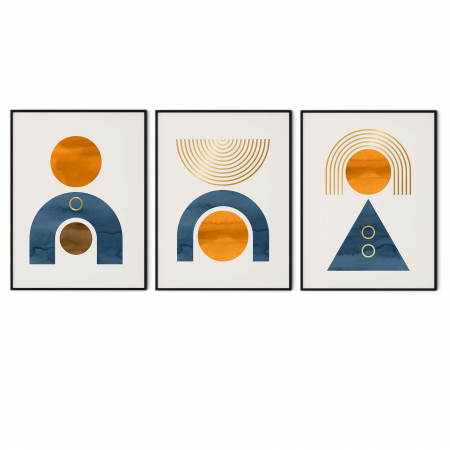 Set 3 tablouri, Intaglio, Stil Abstracte, print pe hartie foto Fine Art, postere moderne, color, pentru living [2]