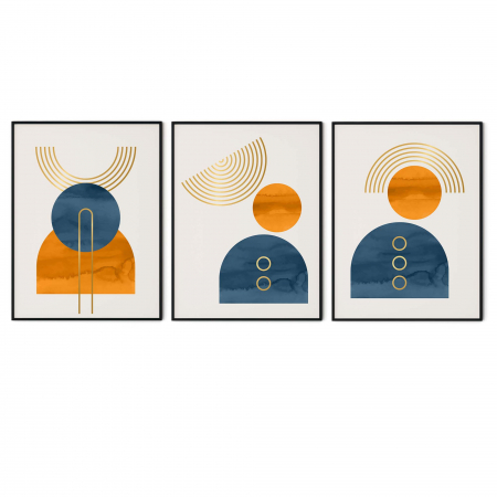 Set 3 tablouri, Intaglio, Stil Abstracte, print pe hartie foto Fine Art, postere moderne, color, pentru casa, birou [5]