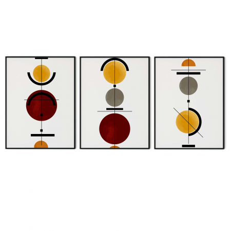 Set 3 tablouri, Intaglio, Stil Abstracte, print pe hartie foto Fine Art, postere minimaliste, Figuri geometrice, color, pentru living [2]