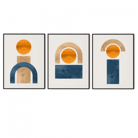 Set 3 tablouri, Intaglio, Stil Abstracte, print pe hartie foto Fine Art, postere moderne, color, pentru bucatarie [5]