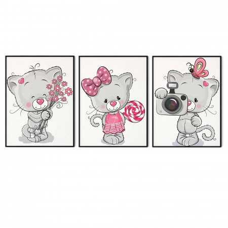 Set de 3 tablouri animate cu pisici, ideal pentru copii [1]