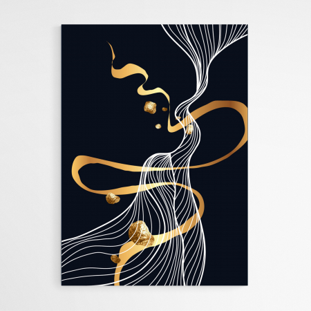 Set 3 tablouri, Intaglio, Stil Abstracte, print pe hartie foto Fine Art, Auriu, Minimaliste, postere moderne elegante, pentru living [3]