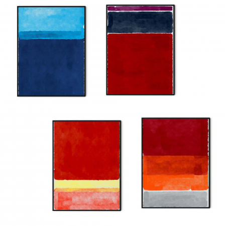 Set 4 tablouri, Intaglio, Stil Abstracte, print pe hartie foto Fine Art, postere color, nuante de rosu, pentru living [6]