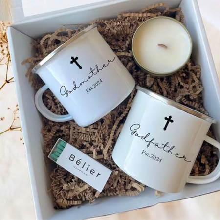 CADOURI PENTRU EVENIMENTE - Set cană personalizată pentru botez, părinți sau nași