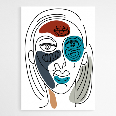 Set 4 tablouri, Intaglio, Abstracte, multicolor, print pe hartie foto Fine Art, Portrete minimaliste, postere moderne, pentru living, dormitor [4]