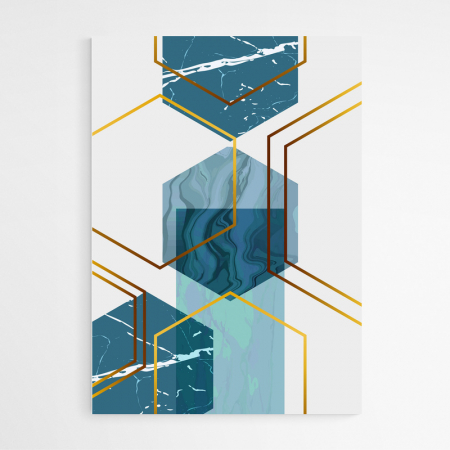 Set 4 tablouri, Intaglio, Stil Abstracte, print pe hartie foto Fine Art, Albastru, postere moderne, forme geometrice, pentru living [2]