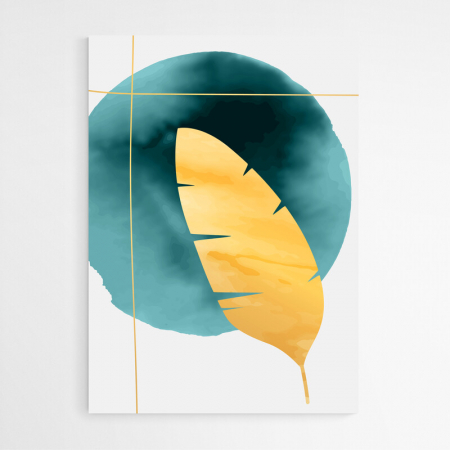 Set 3 tablouri, Intaglio, Abstracte. turcoaz, print pe hartie foto Fine Art, Frunze, postere moderne, pentru living, dormitor, bucatarie [2]
