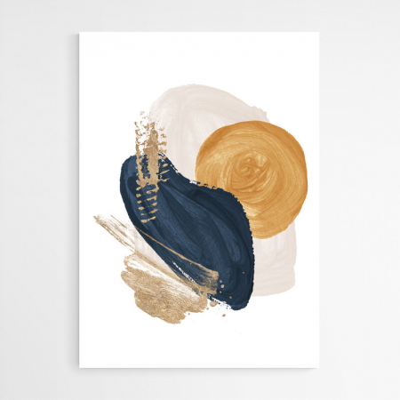 Set 3 tablouri, Intaglio, Abstracte, color, print pe hartie foto Fine Art, pictura abstracta cu auriu pe fundal alb, postere moderne pentru living [3]