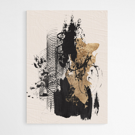 Set 3 tablouri, Intaglio, Abstracte, color, print pe hartie foto Fine Art, Forme abstracte, negru auriu, postere moderne, pentru living [2]