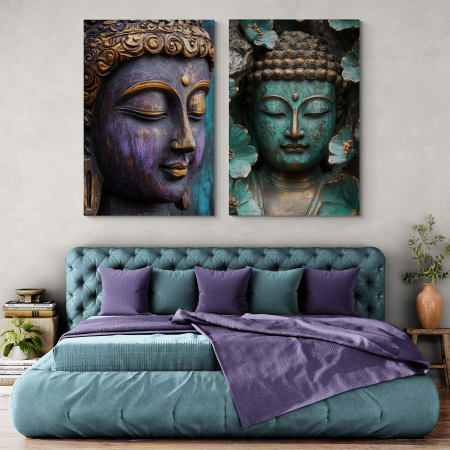 Tablouri Buddha - tablouri Buddha în tonuri turcoaz și violet