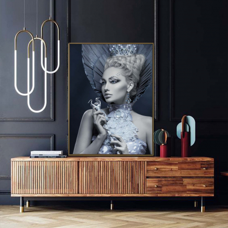 Tablouri Portrete - Tablou canvas, Intaglio, Modern, gri, Portret printesa, print pe panza Premium, pentru hol