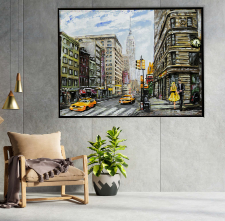 Tablouri Arhitectura si Peisaje - Tablou abstract cu arhitectura New York, perfect pentru hol sau bucătărie.