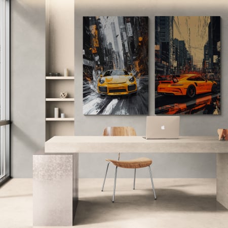Tablouri cu Masini - Tablou canvas cu mașini sport în stil abstract