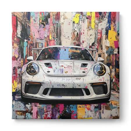 Tablou canvas cu mașini sport stilizate, pictate abstract [2]