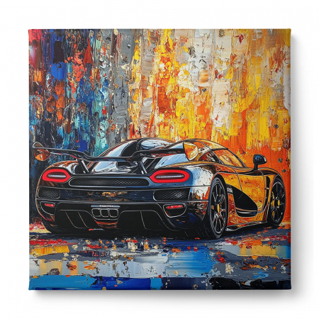 Tablou canvas cu mașini sport stilizate, pictate abstract [1]