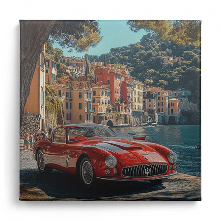 Tablou canvas cu masini si  fundal cu peisaj din Italia [2]