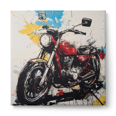Tablou canvas cu motocicletă vintage roșie [1]