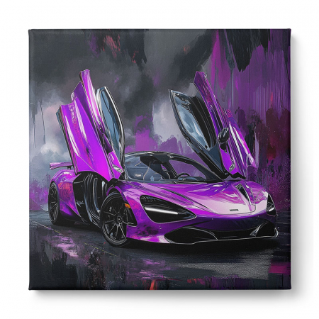Tablou canvas cu super masina violet, stilizat în manieră abstractă [1]