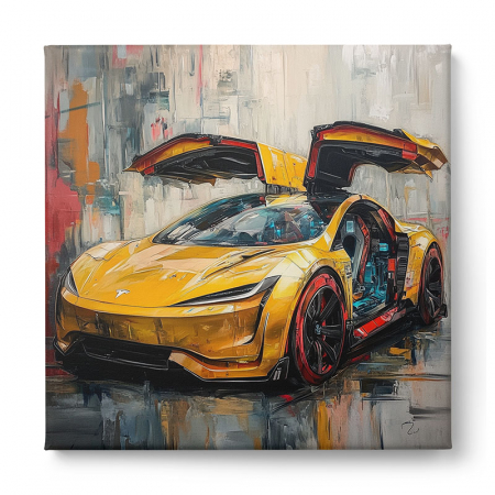 Tablou canvas cu Tesla galbenă [1]