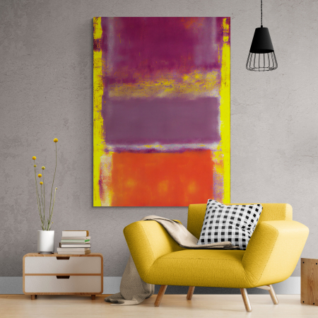 Tablouri Abstracte - Tablou canvas abstract mov și galben – Artă geometrică vibrantă pentru hol modern