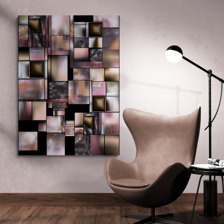 Tablouri Abstracte - Tablou canvas abstract minimalist – Nuanțe de roz și maro în stil geometric modern pentru living și bucătărie
