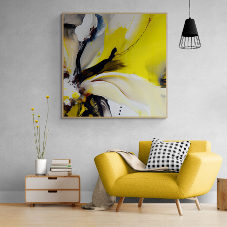 Tablouri Abstracte - Tablou canvas, abstract, modern, colorat, nuante de galben, pentru living