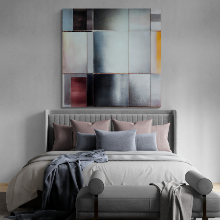 Tablouri Abstracte - Tablou abstract canvas gri – decor elegant pentru dormitor modern