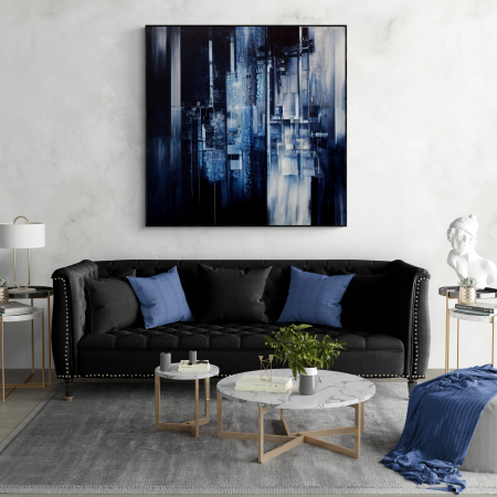 Tablouri Abstracte - Tablou canvas, abstract, modern, nuante albastru, gri, pentru living