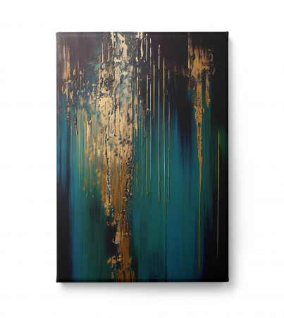 Tablou canvas abstract albastru și auriu – decor elegant pentru living și hol modern [1]
