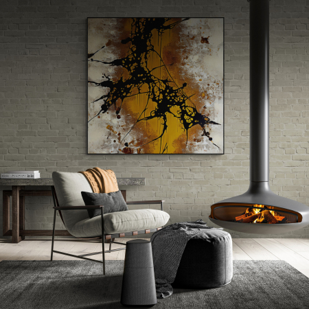 Tablouri Abstracte - Tablou canvas, abstract, modern, nuante crem si maro, pentru living