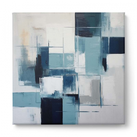 Tablou canvas, abstract, modern, nuante de alb, gri si albastru turcuaz pentru living, birou [1]