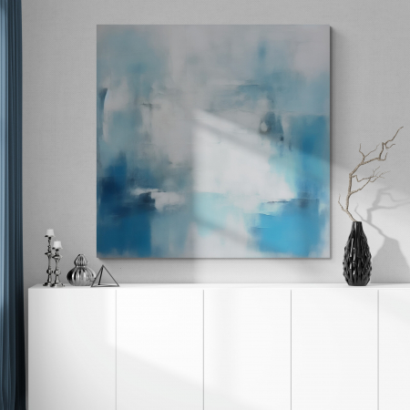 Tablouri Abstracte - Tablou canvas, abstract, modern, nuante de alb si albastru pentru birou, hol
