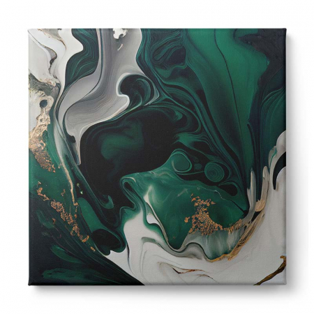 Tablou canvas, abstract, modern, nuante de alb, verde smarald, pentru living [1]