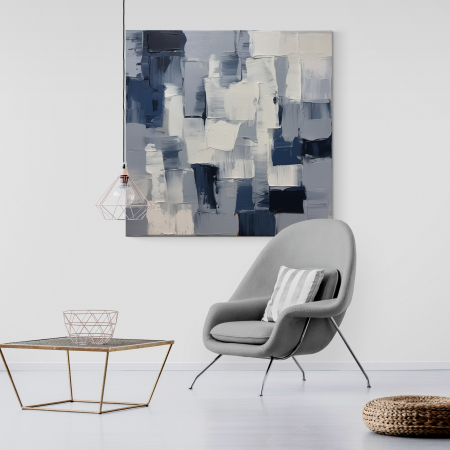 Tablouri Abstracte - Tablou abstract modern în albastru și gri