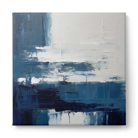 Tablou abstract modern albastru închis și alb [1]