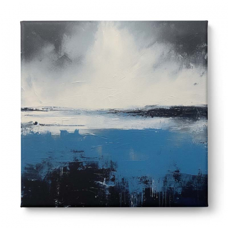 Tablou abstract modern albastru intens și alb [1]