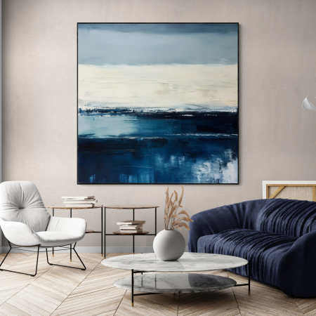 Tablouri Abstracte - Tablou canvas, abstract, modern, nuante de albastru pentru living, birou