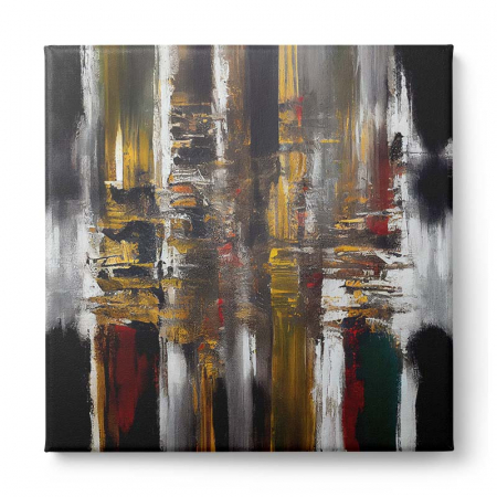 Tablou canvas abstract cu galben, roșu și negru – Artă urbană modernă pentru living [1]