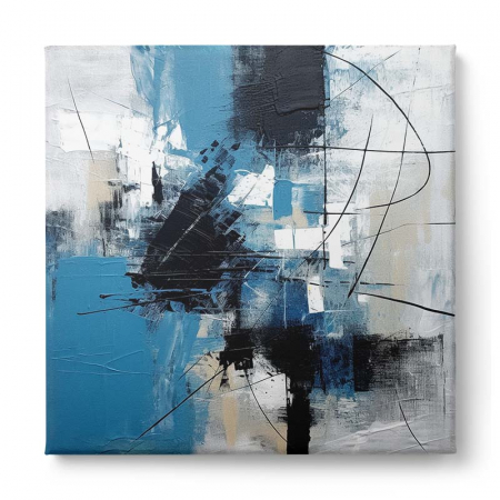 Tablou canvas abstract modern albastru și negru [1]