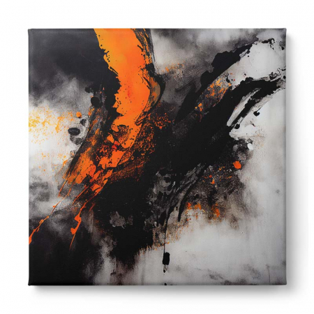 Tablou canvas, abstract, modern, nuante de gri, negru si portocaliu, pentru living [1]