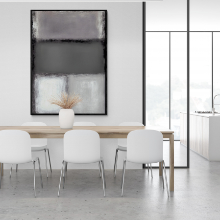 Tablouri Abstracte - Tablou canvas abstract minimalist gri și alb – ideal pentru birou sau living modern – Intaglio