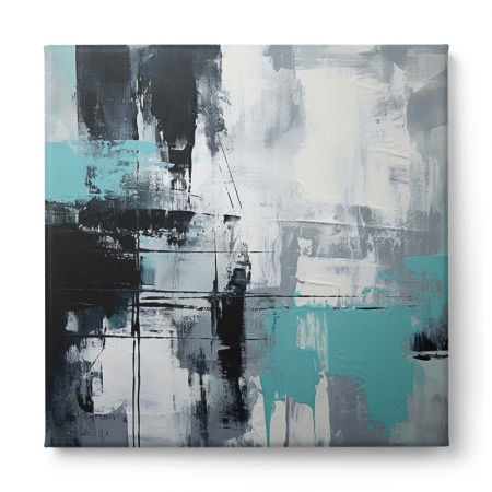Tablou canvas abstract modern gri și turcoaz [1]