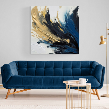 Tablouri Abstracte - Tablou abstract modern bleumarin și auriu