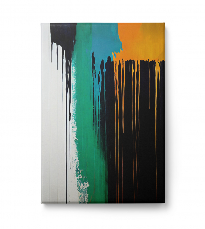 Tablou canvas abstract negru, galben și verde – decor modern pentru living [1]