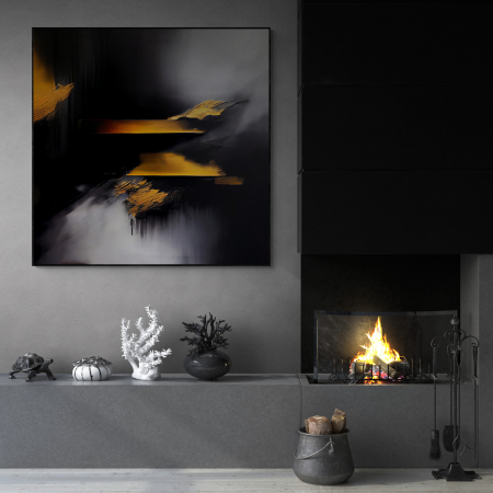 Tablouri Abstracte - Tablou canvas abstract cu galben și negru – Artă modernă pentru decoruri elegante