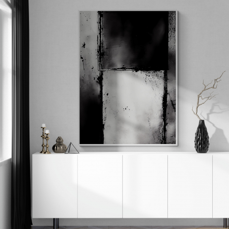 Tablouri Abstracte - Tablou canvas abstract negru și gri – artă modernă pentru birou sau dormitor