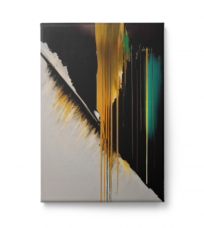 Tablou canvas abstract negru și galben – decor puternic și elegant pentru living modern [1]
